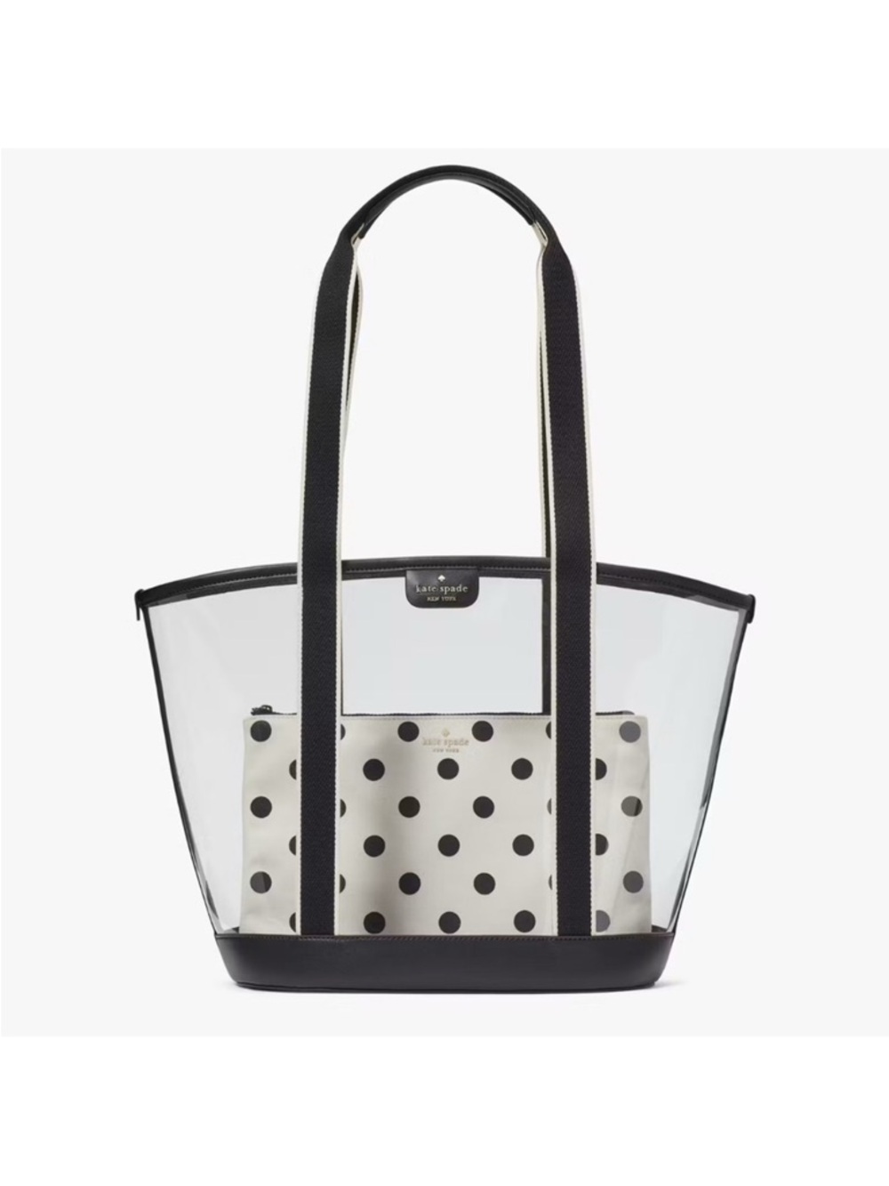 Kate Spade Clare See Through Tote with Black Trim and Polka Dot Pouch